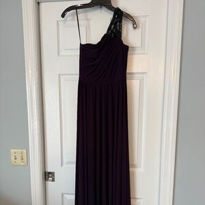 Floor length purple gown